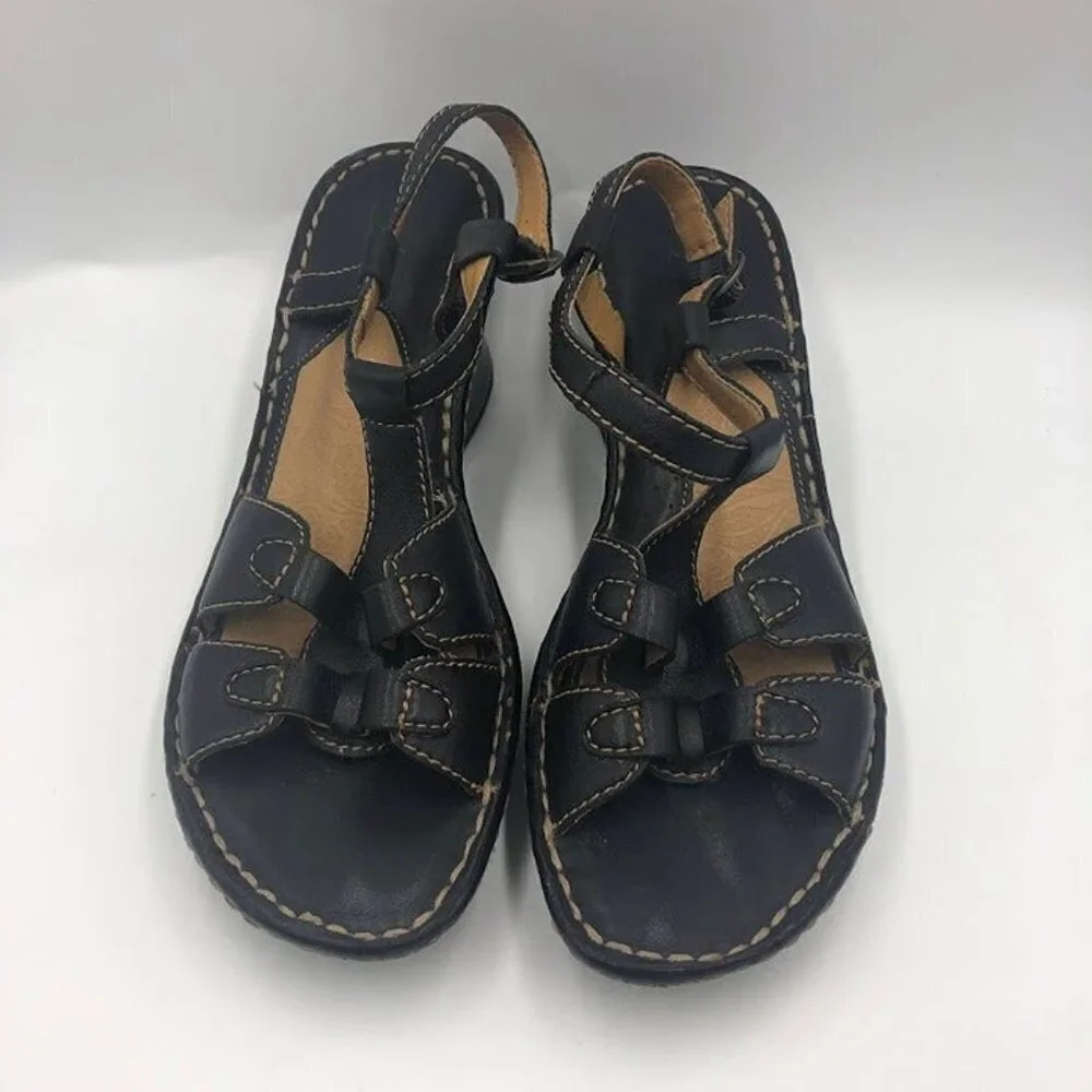 Brown's Landing Women's Brown Leather Wedge Sandals 8M Baylee